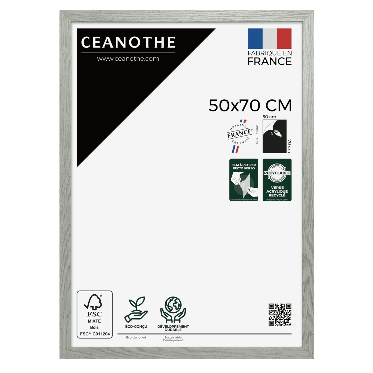 Cadre Photo En Bois Reconstitué Fsc AUSTRALE gris clair, CEANOTHE