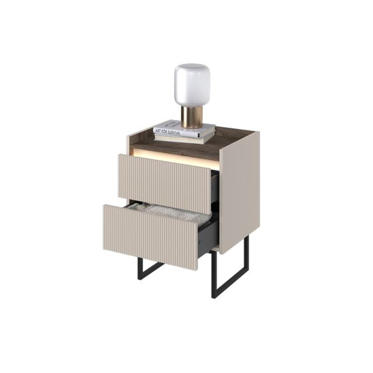 Table de chevet Panneaux de particules, LOUNA beige, BOBOCHIC