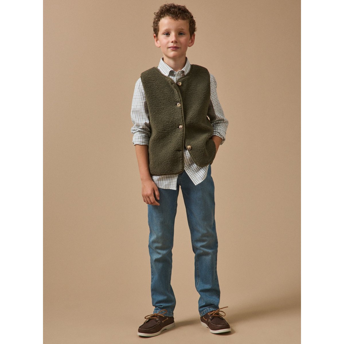 Veste sans manches en sherpa kaki, CYRILLUS