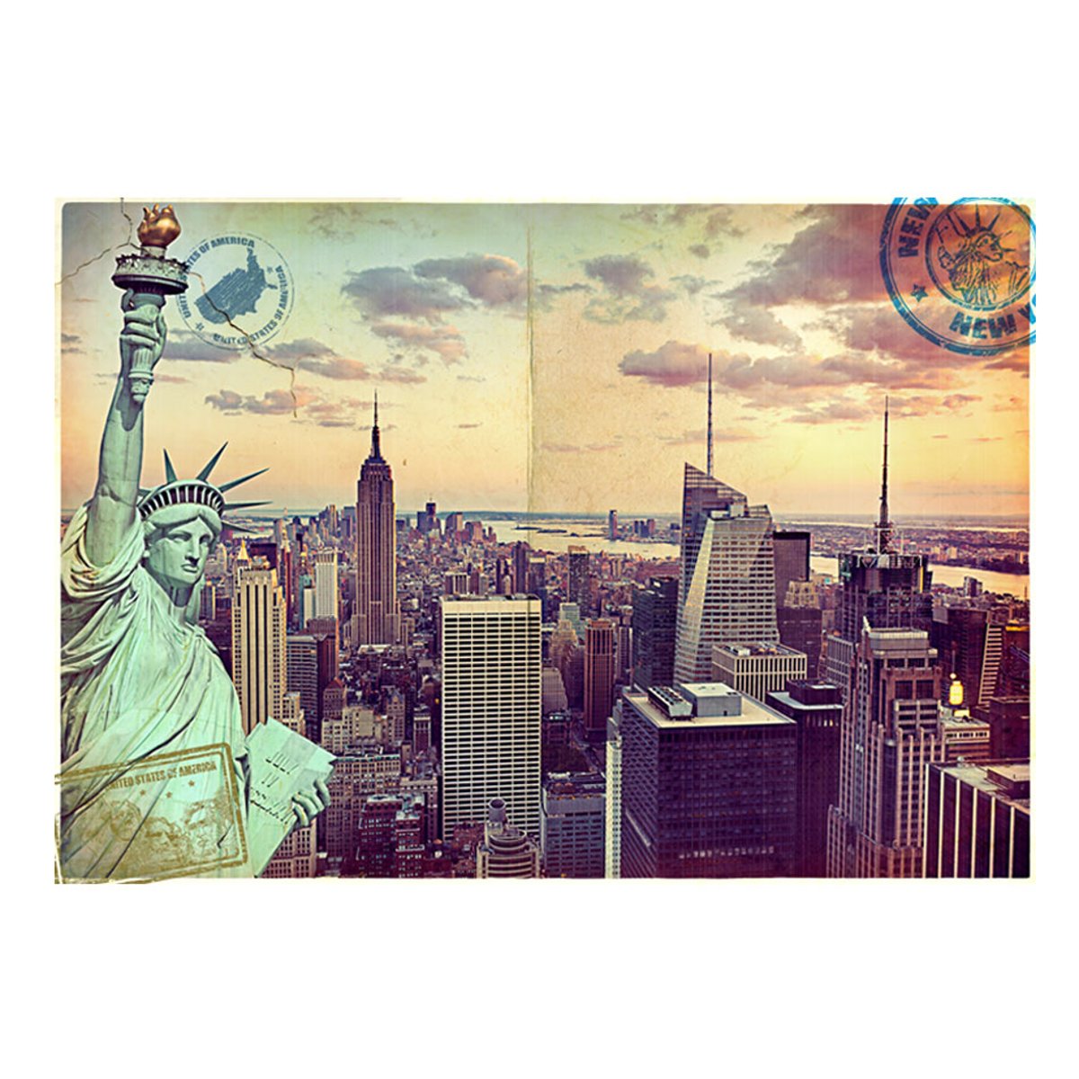 Papier peint intissé panoramique Ville et Architecture Postcard from New York multicouleur, EDEN