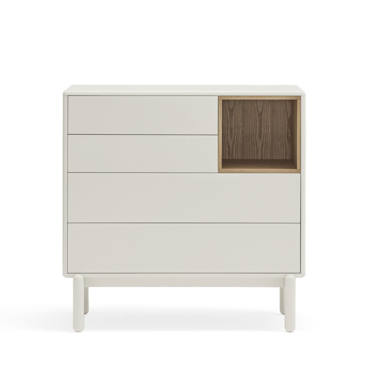 Commode 4 tiroirs 1 niche en bois L90xH90cm- CORVO blanc, TEULAT