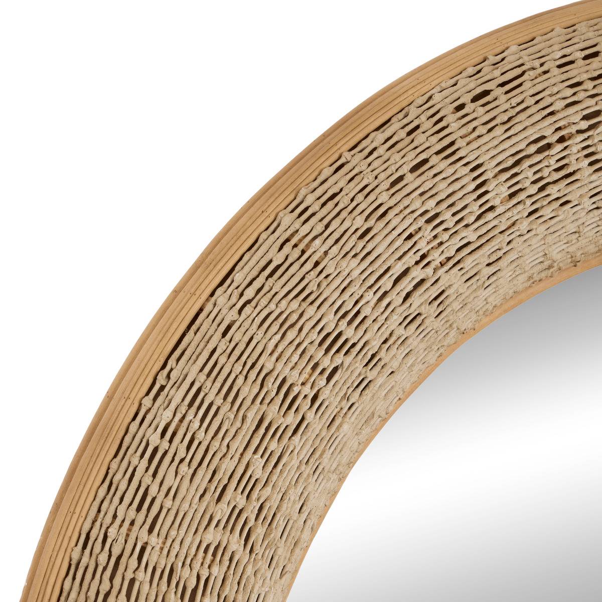 Miroir rond en bambou NATHAN beige ficelle, ATMOSPHERA