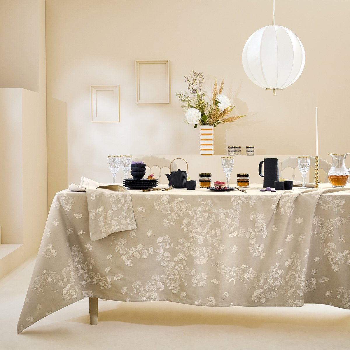 Nappe pur coton MILLE GINKOS naturel, GARNIER THIEBAUT