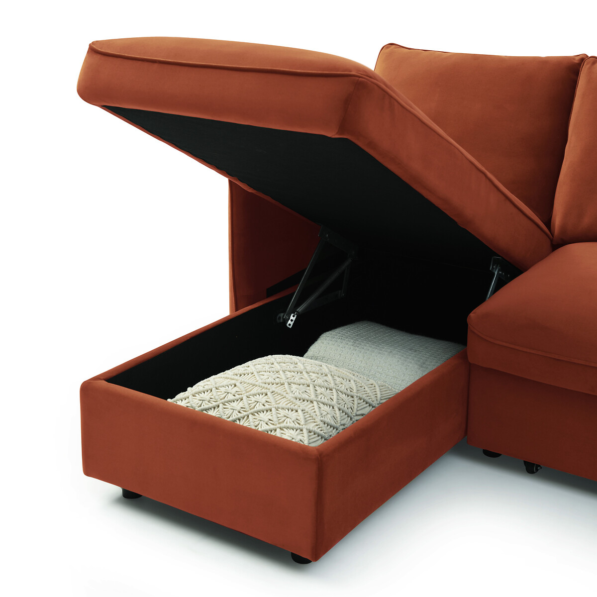 Beatrice Velvet Corner Sofa Bed orange, ÉDITÉ