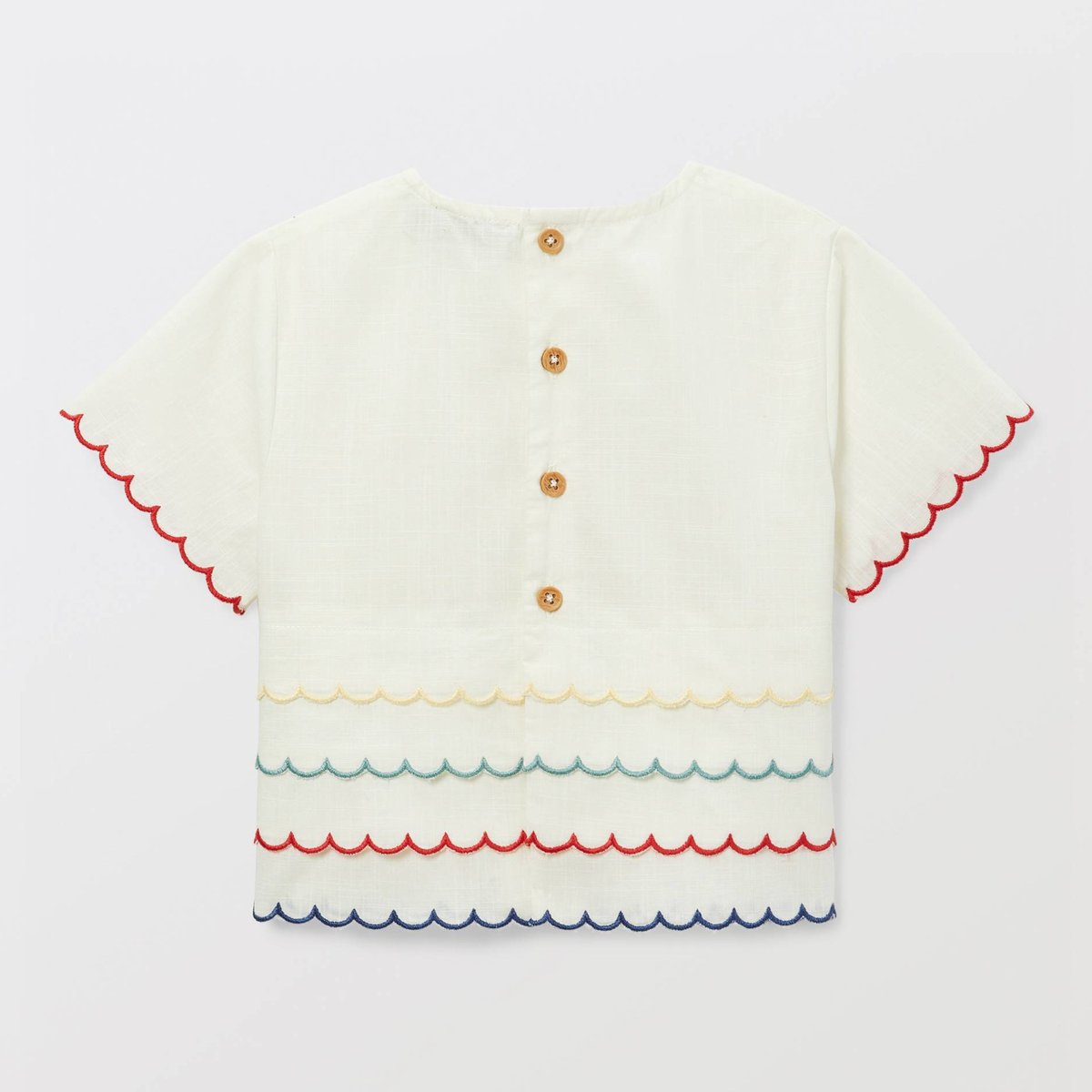 Blouse manches courtes fantaisie en coton BIO GOTS ecru, BOUT'CHOU