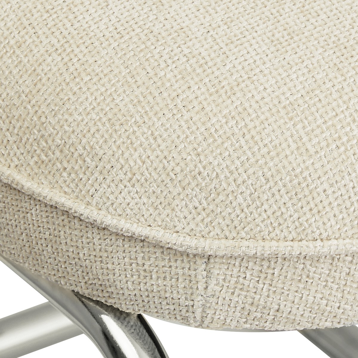 Lot de 2 chaises de salle à manger chromées en tissu chenille - LOU beige, HOMIFAB