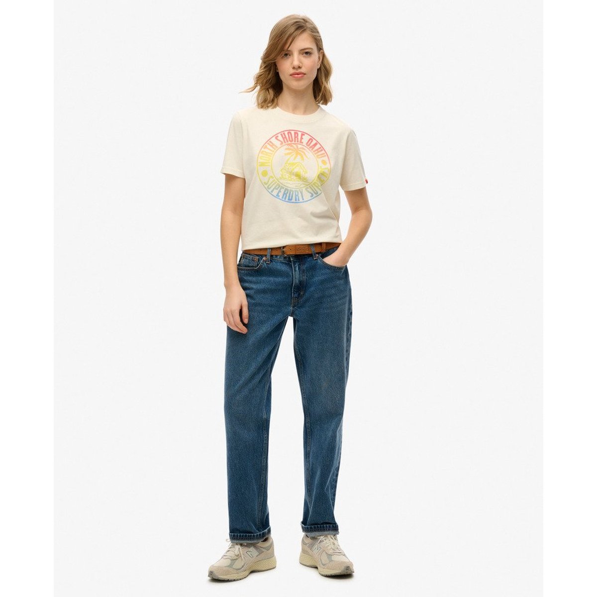 T-shirt décontracté Lo-Fi Outdoor crème, SUPERDRY
