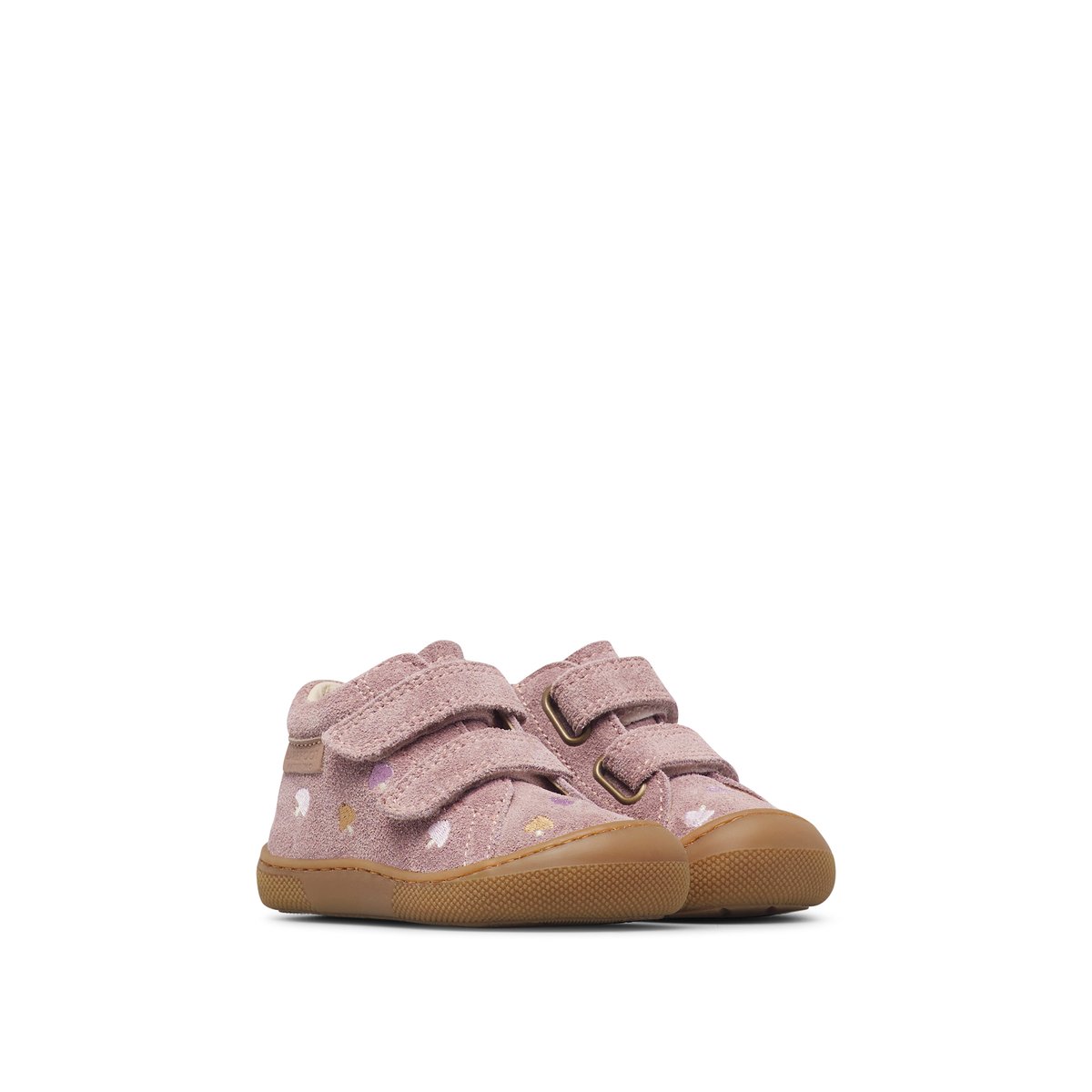 Chaussures premiers pas en suède BAREFOOT AMUR VL EMBR.MUSHROOM rose-rose clair, NATURINO