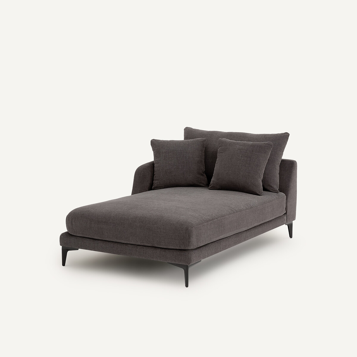 Chaise longue in poliestere effetto tessuto intrecciato, MODERNISTE, design Emmanuel Gallina antracite, EMMANUEL GALLINA X AM.PM