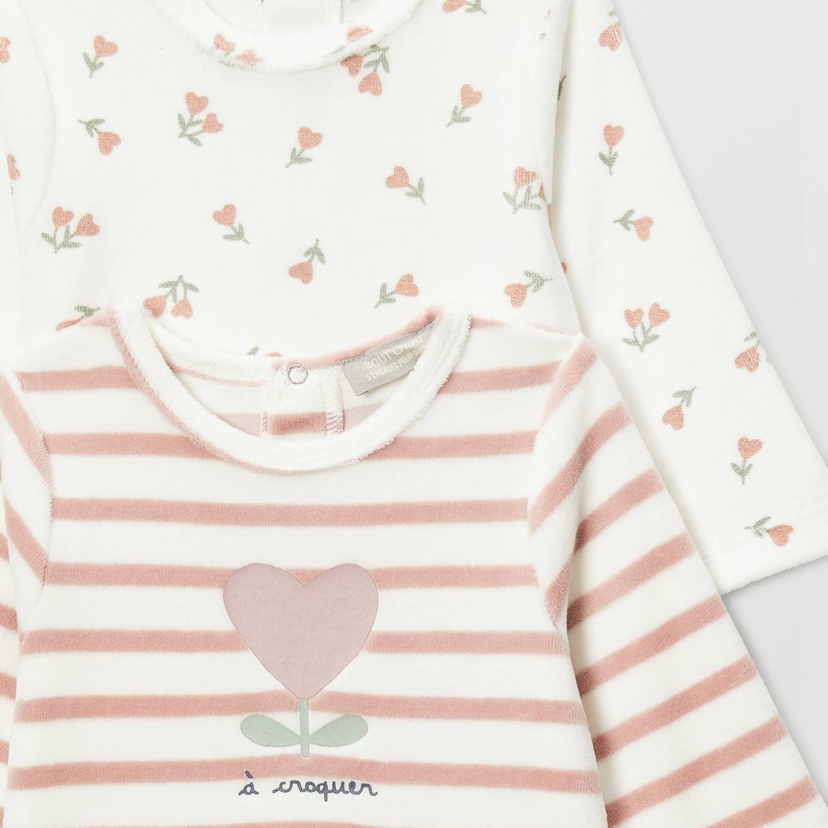 Lot de 2 dors-bien en velours en coton BIO GOTS misty, BOUT'CHOU
