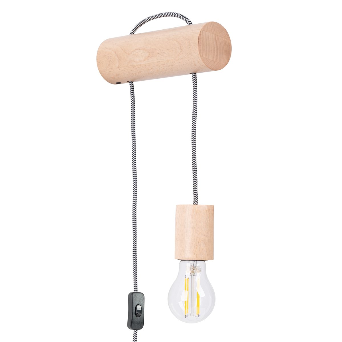 Applique Bois Bois Naturel/Blanc/Noir E27 1 Nimbi marron, EDEN