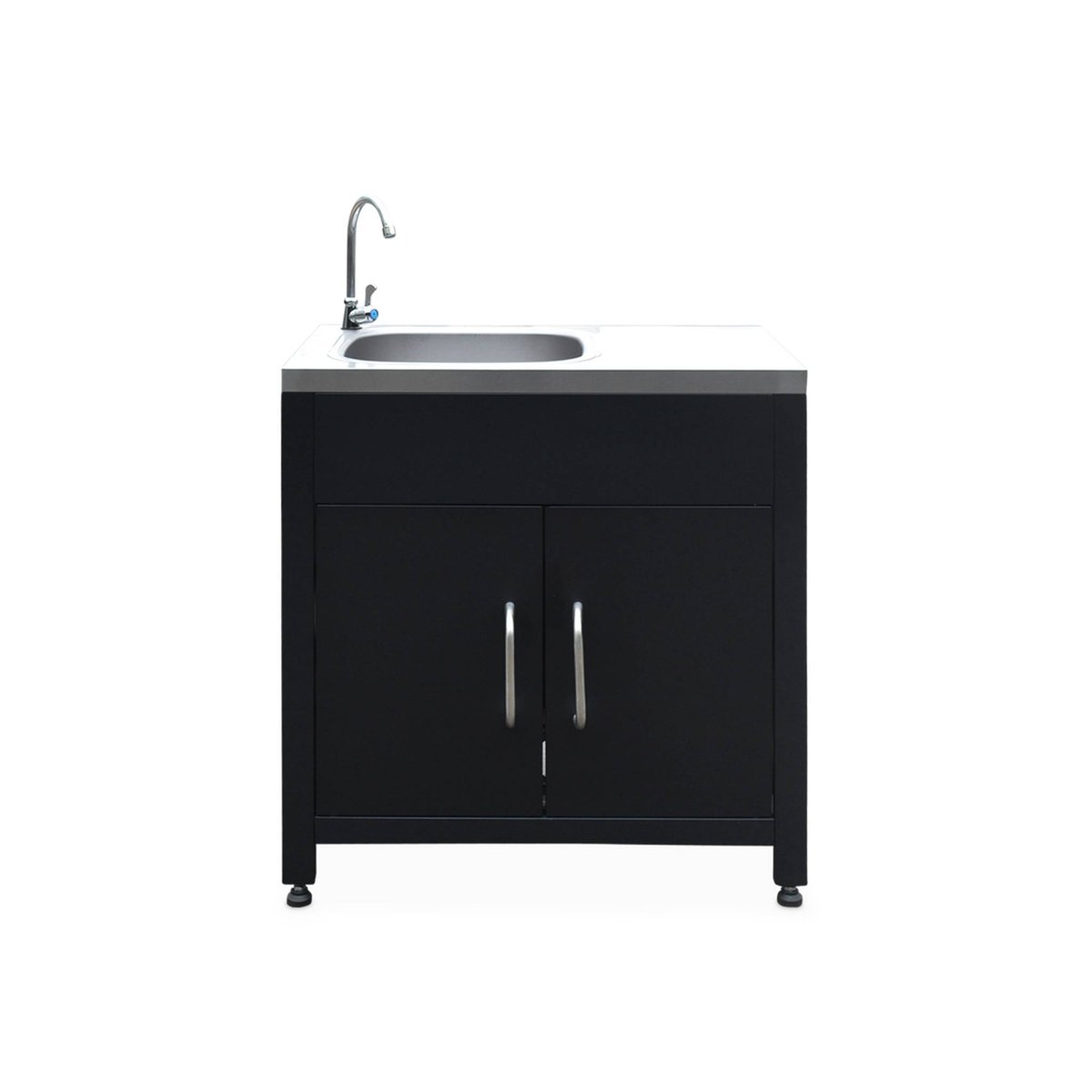 Cuisine extérieure 5 modules acier inoxydable avec barbecue gaz 4 brûleurs GRIMAUD 5 MODULES + BARBECUE GAZ noir, SWEEEK