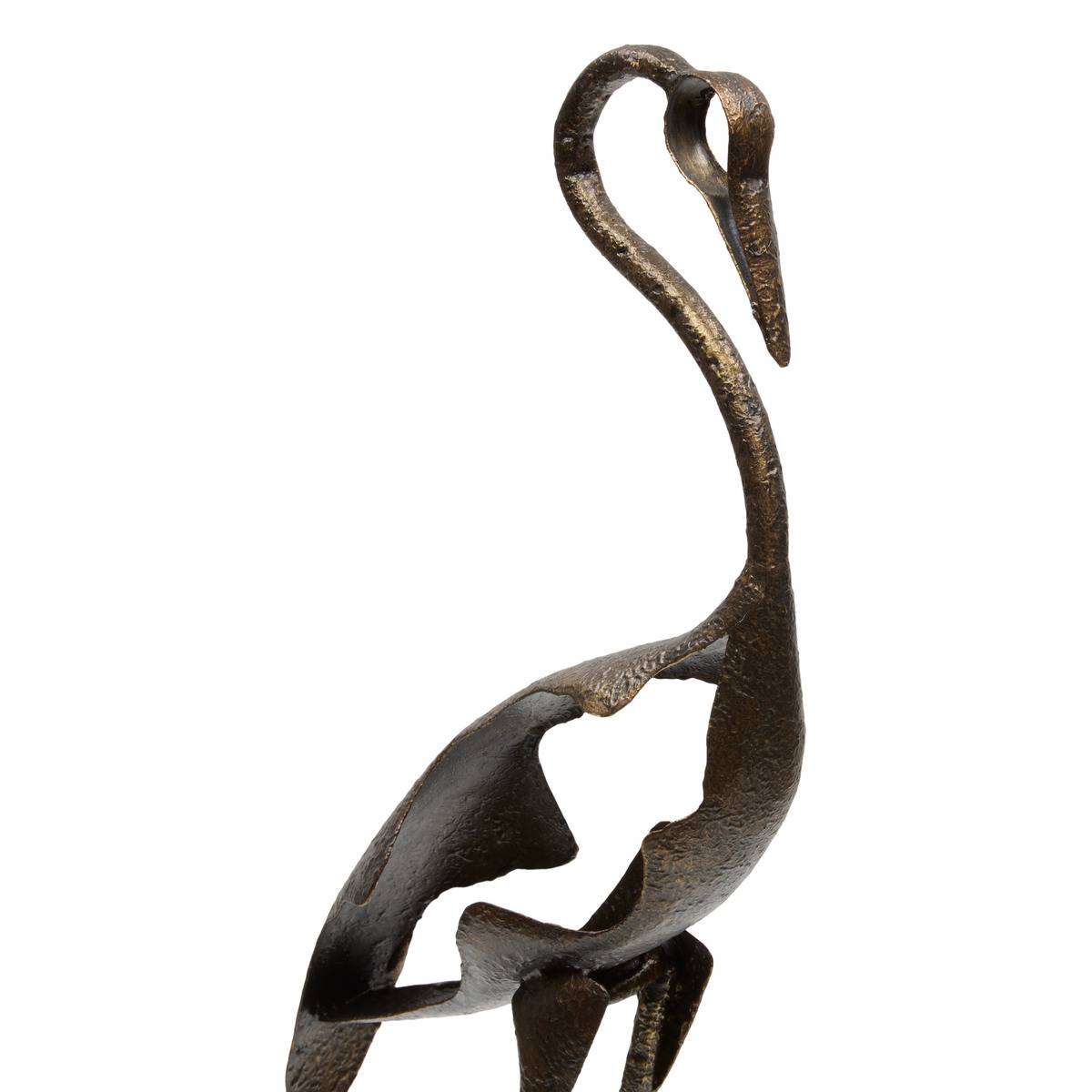 Statuette héron en acier SHILO marron, ATMOSPHERA