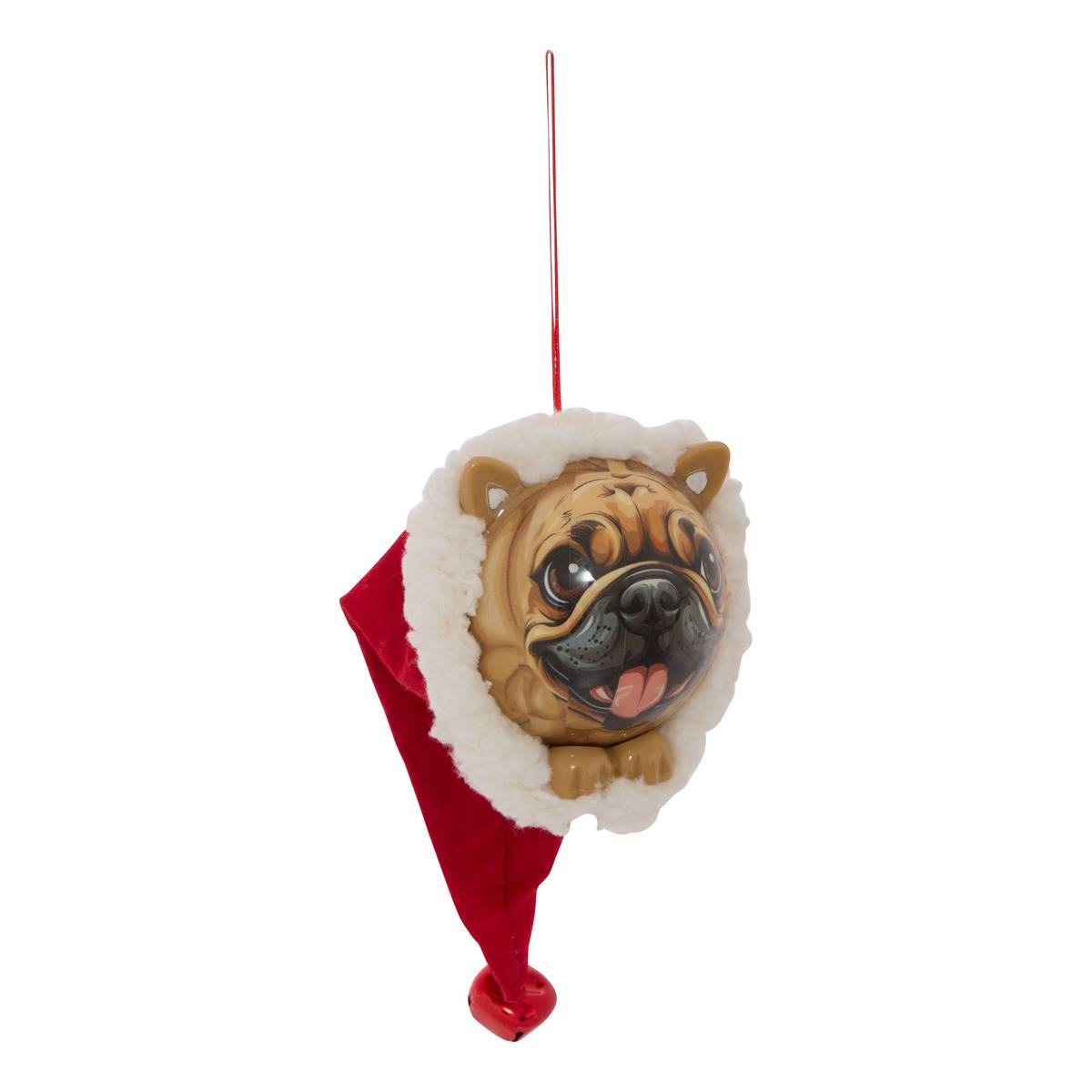 Boule de Noël en papier chien au bonnet D. 85 mm modèle b, FEERIC LIGHTS & CHRISTMAS