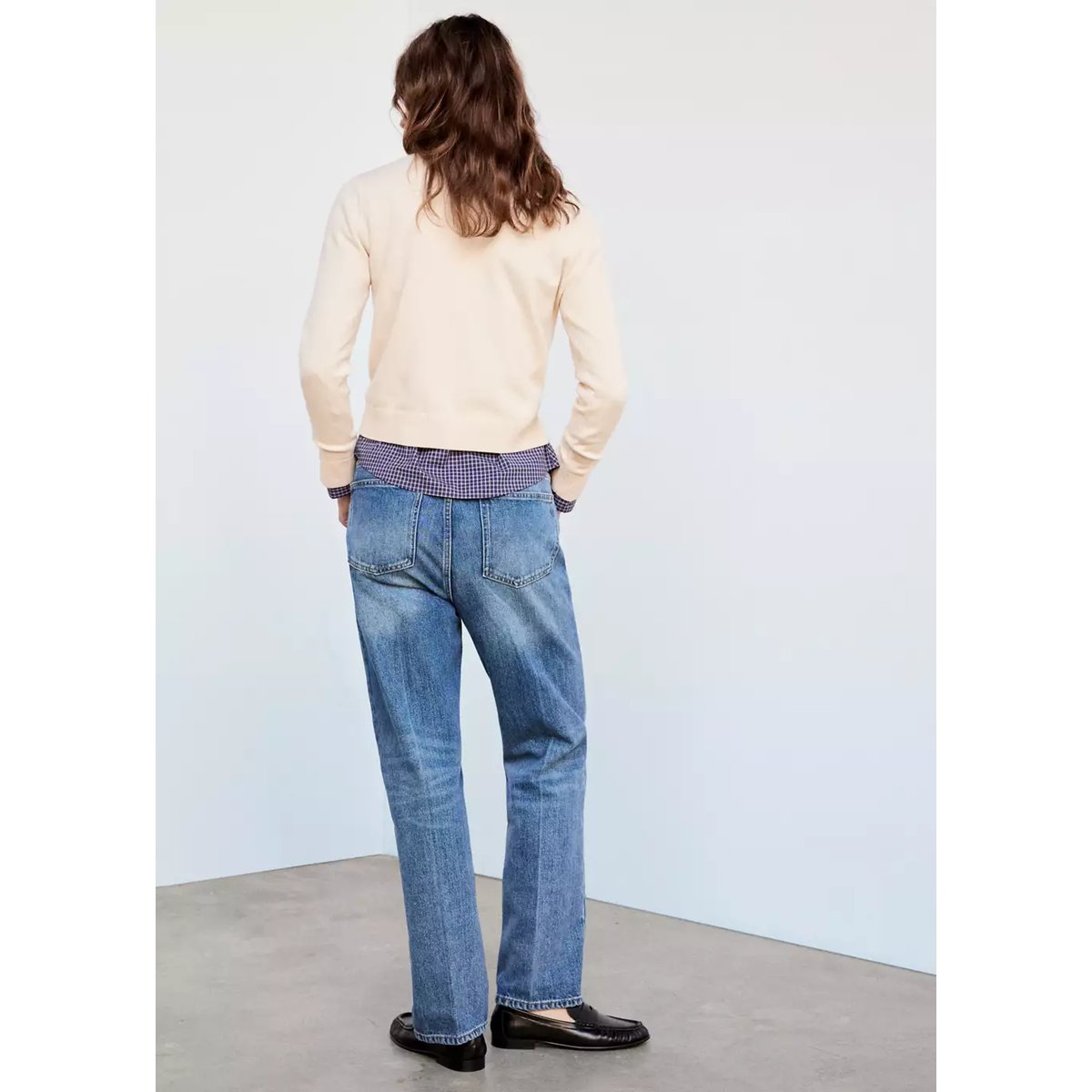 Pull-over droit col polo écru, MANGO