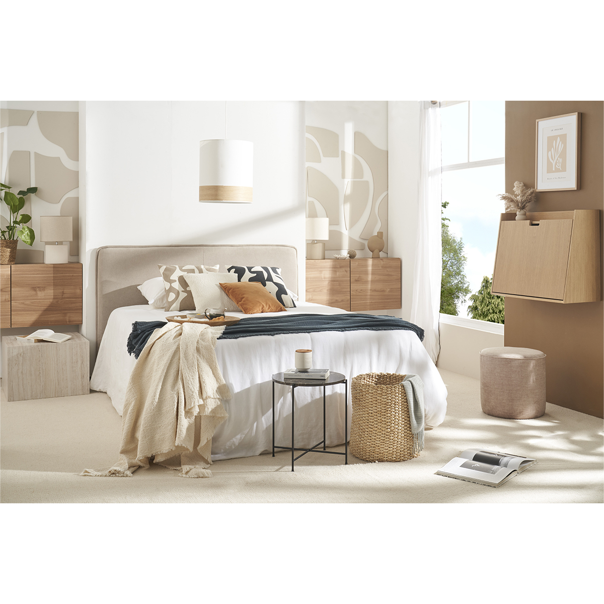 Tête de lit L175 cm MARCIA beige, MILIBOO