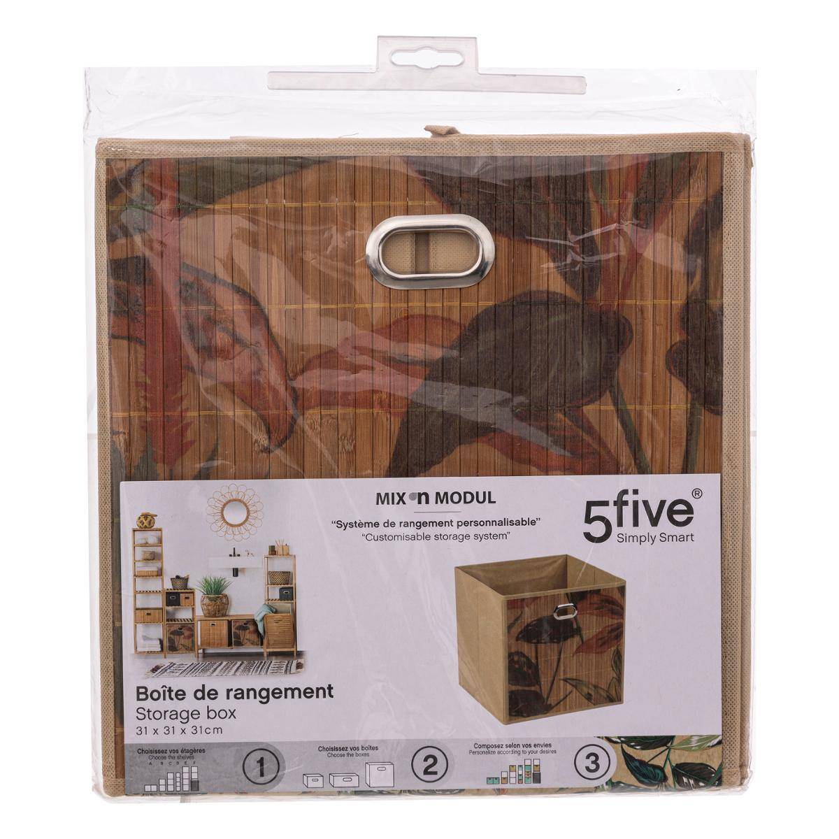 Panier de rangement à lattes en bambou MIX'N MODUL marron, 5FIVE SIMPLY SMART