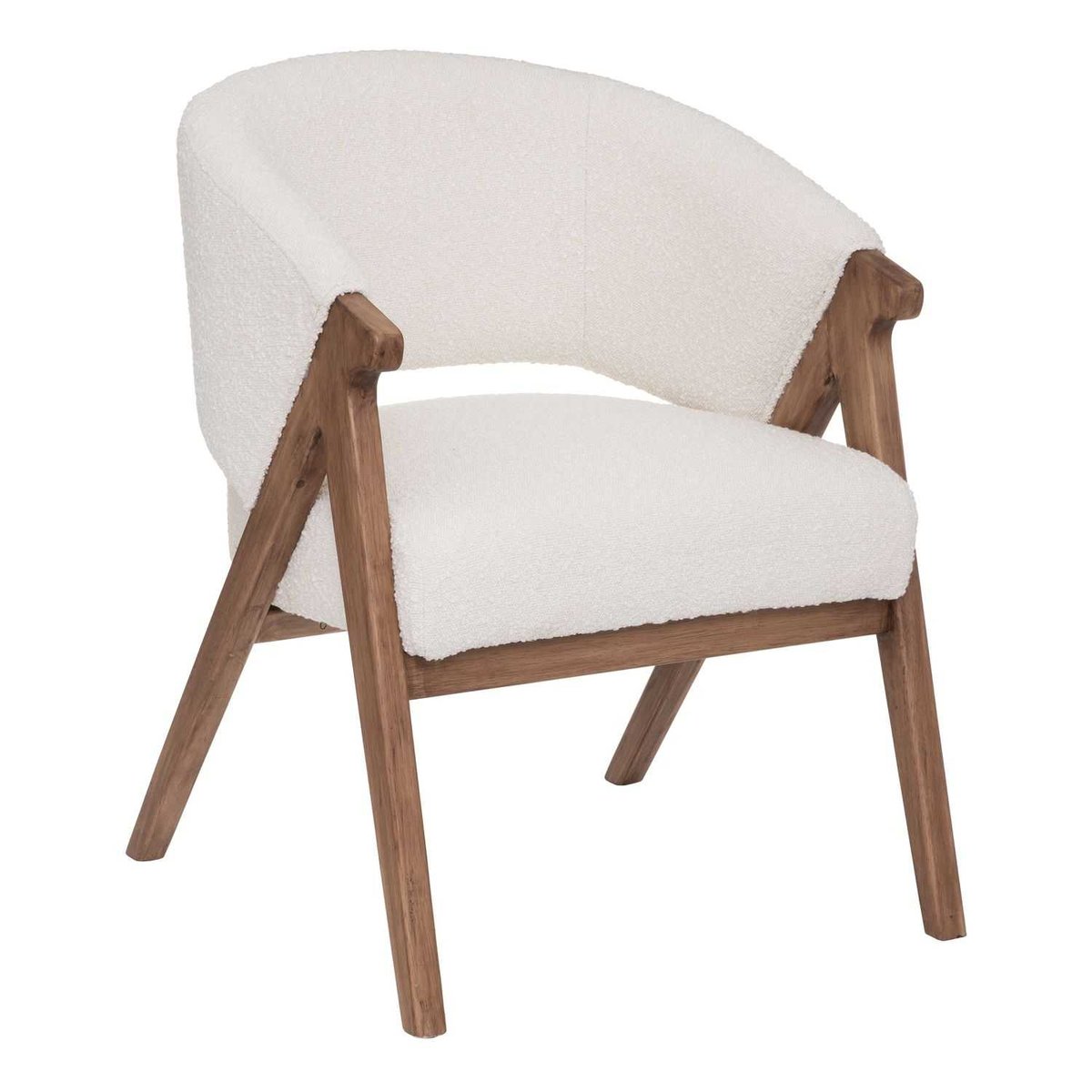 Fauteuil de salon en bouclette AMZA blanc, ATMOSPHERA
