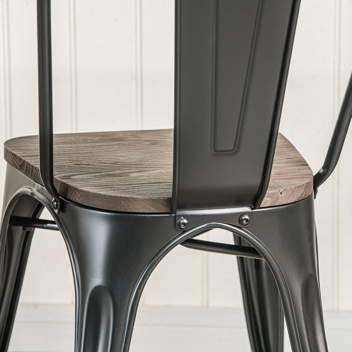 Lot de 4 chaises en métal et bois, NASH noir, NORDLYS