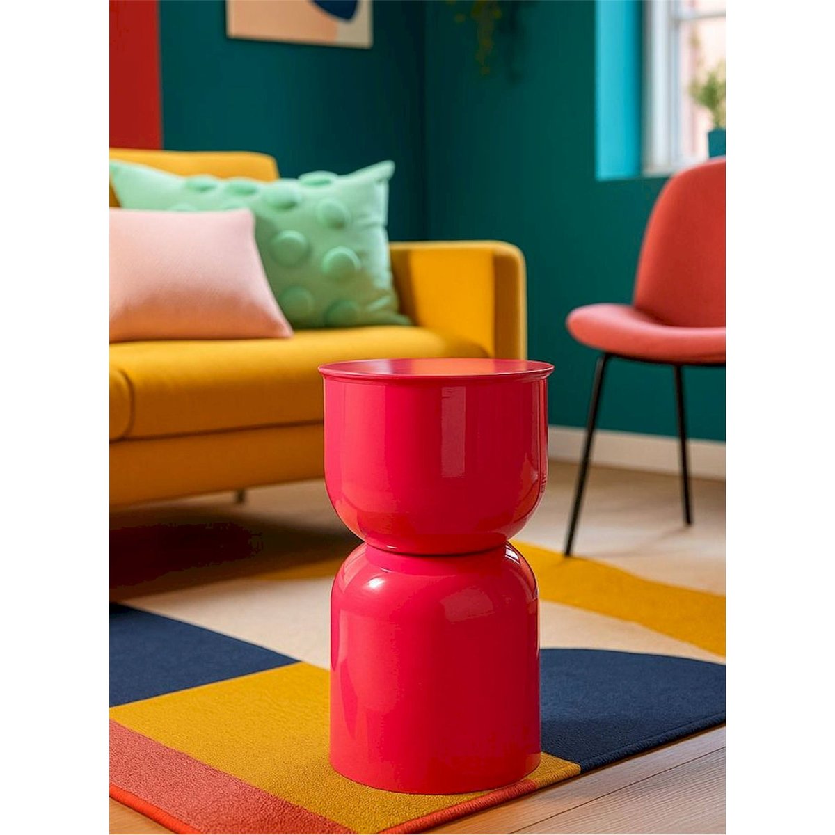 Table d'appoint ronde en métal MODERN crème, RECOLLECTION