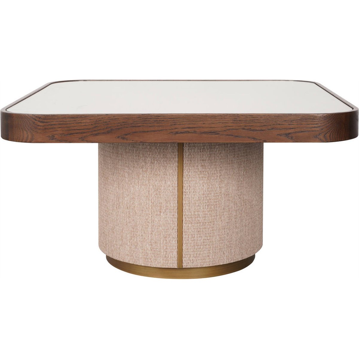 Table basse gigogne lot de 2, Plateau verre beige et bois brun, RECOLLECTION