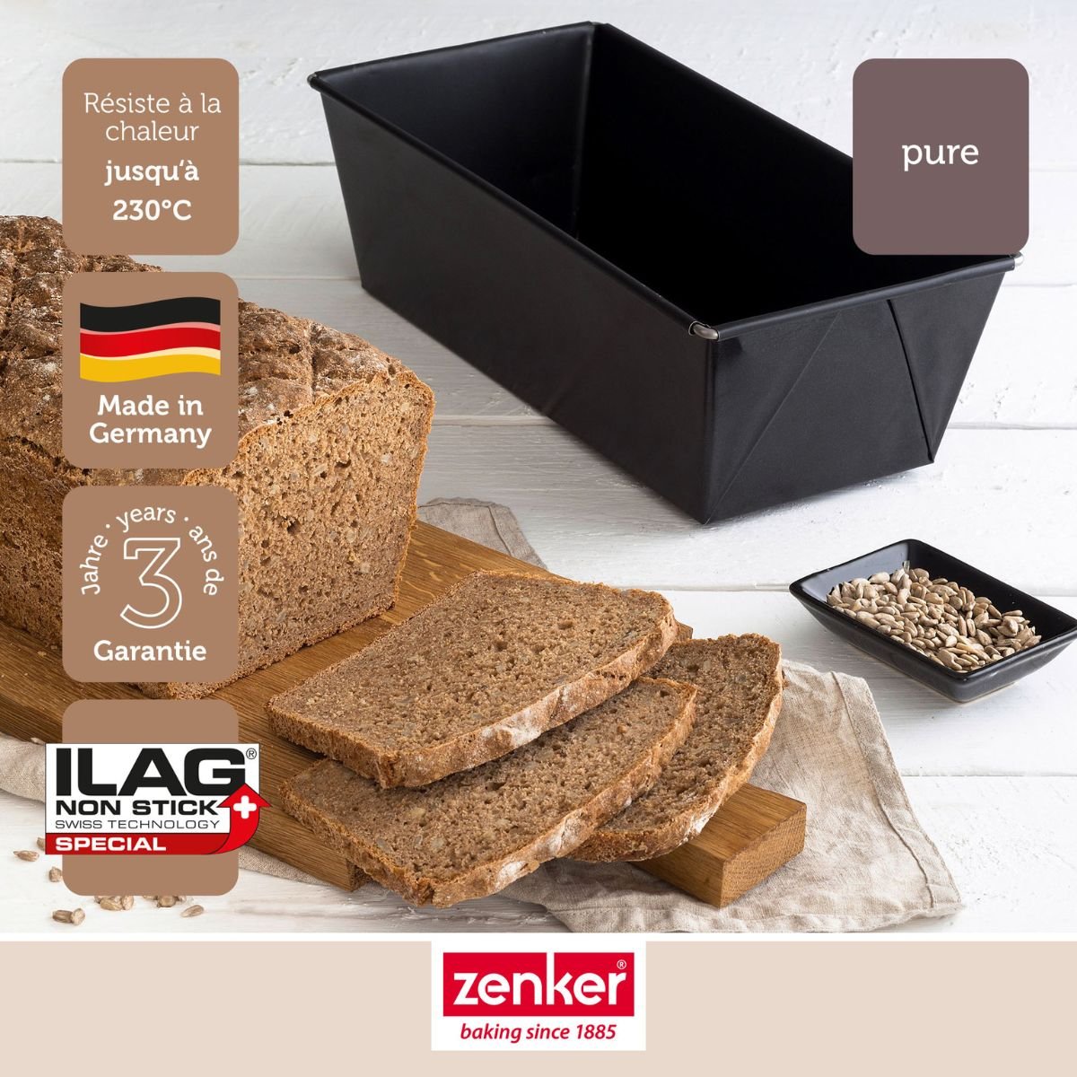 Set de 4 ustensiles de pâtisserie moule à gâteaux 2 bols PURE noir, ZENKER