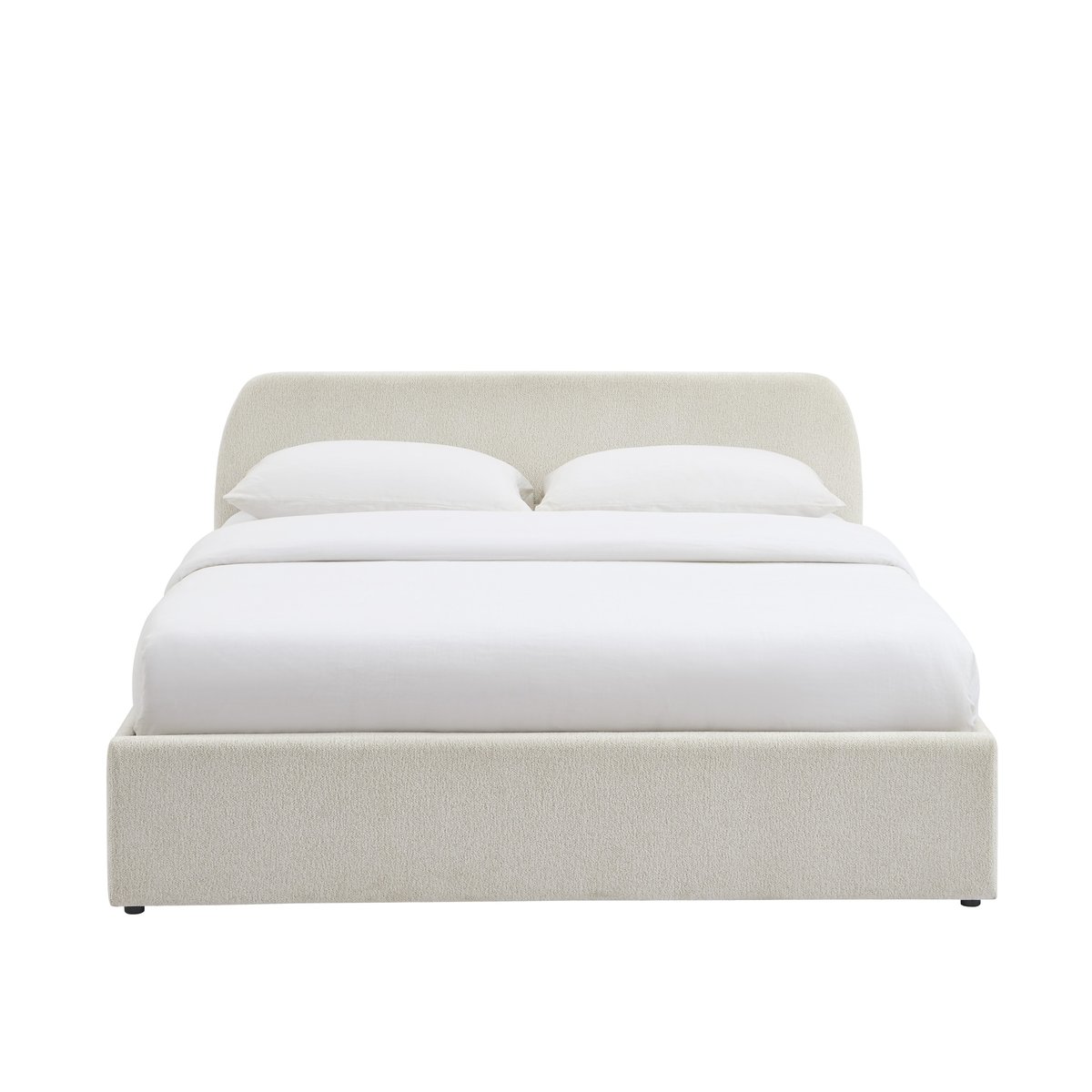Lit coffre tissu chenille avec sommier GELA ecru, BAÏTA