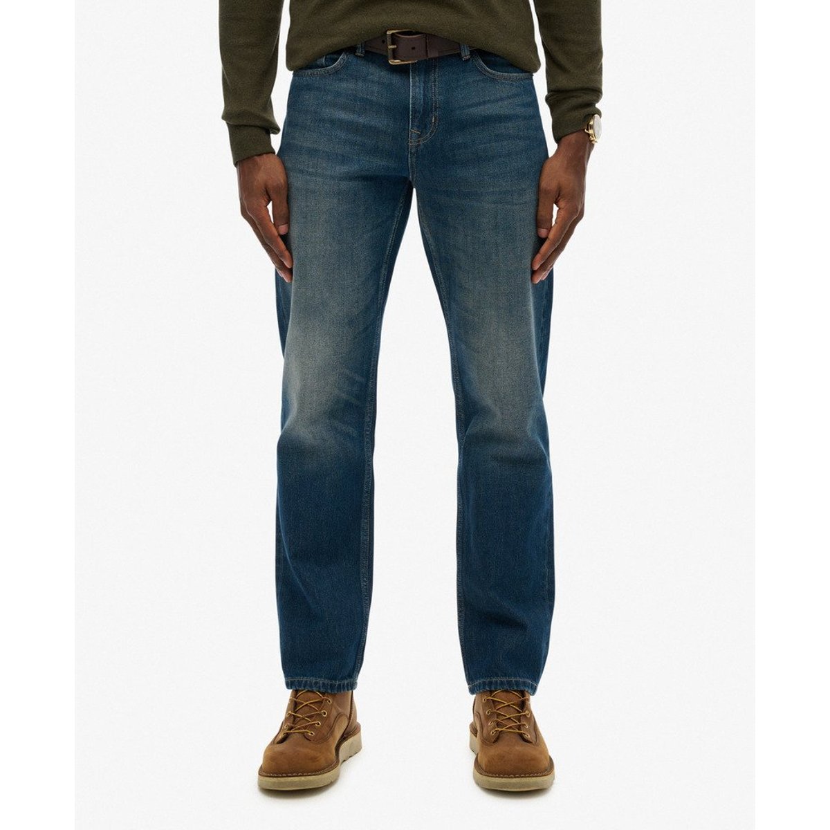 The Merchant Store - Jean droit indigo délavé vintage, SUPERDRY