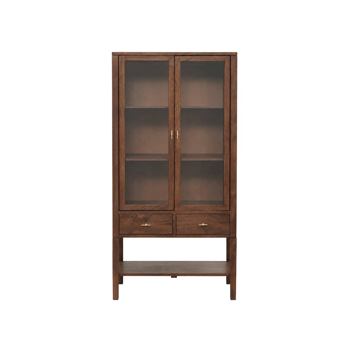 Vitrine 2 portes en bois de manguier GUSTAVE bois foncé, MADE IN MEUBLES