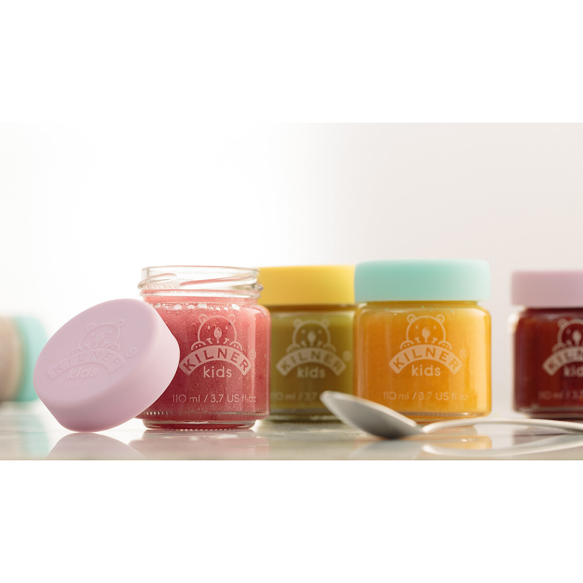 Set of 6 110ml Kids Jars with Silicon Lids glass, KILNER