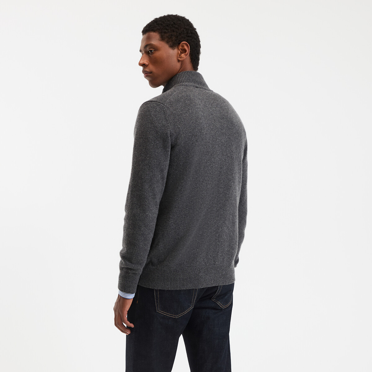 Gilet en lambswool gris chiné, LA REDOUTE COLLECTIONS