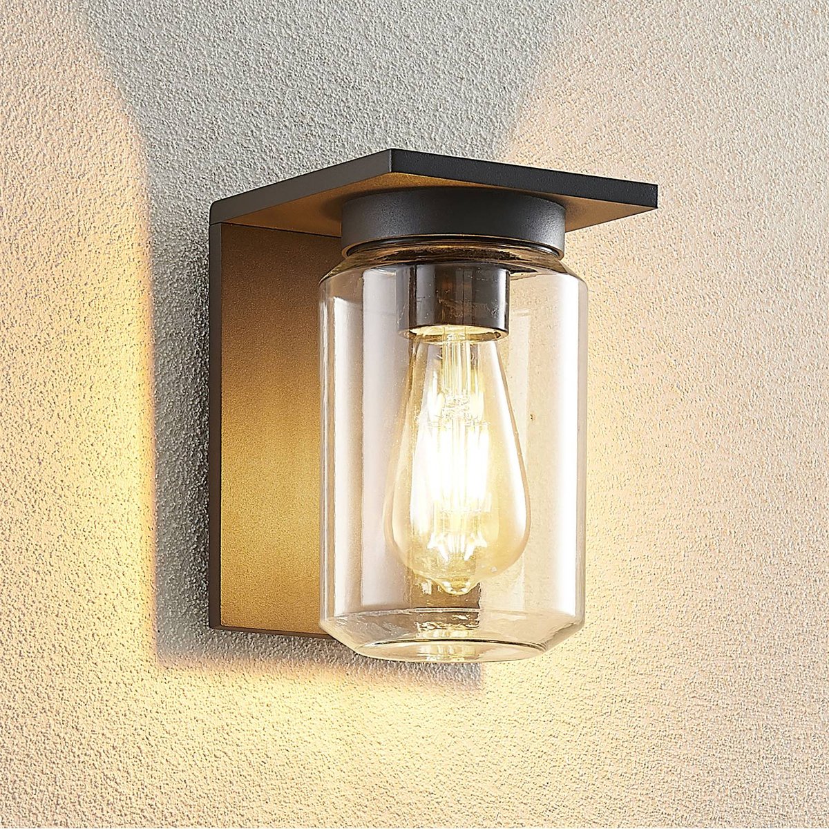 Applique extérieure en aluminium moderne gris foncé, transparent, LUCANDE