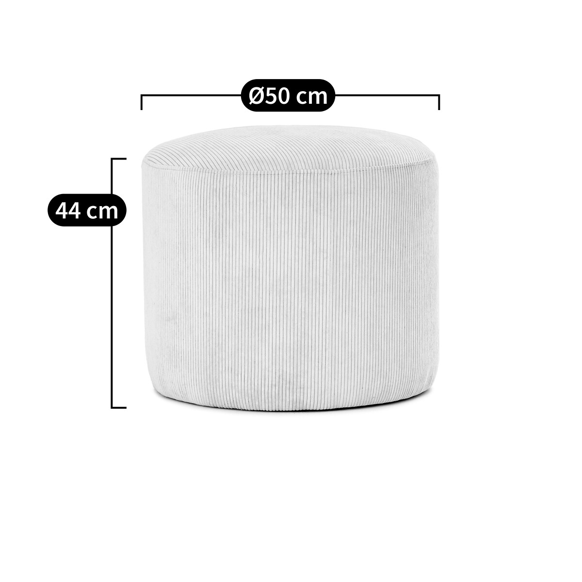 Pouf velours côtelé, Séméon vert eucalyptus, LA REDOUTE INTERIEURS