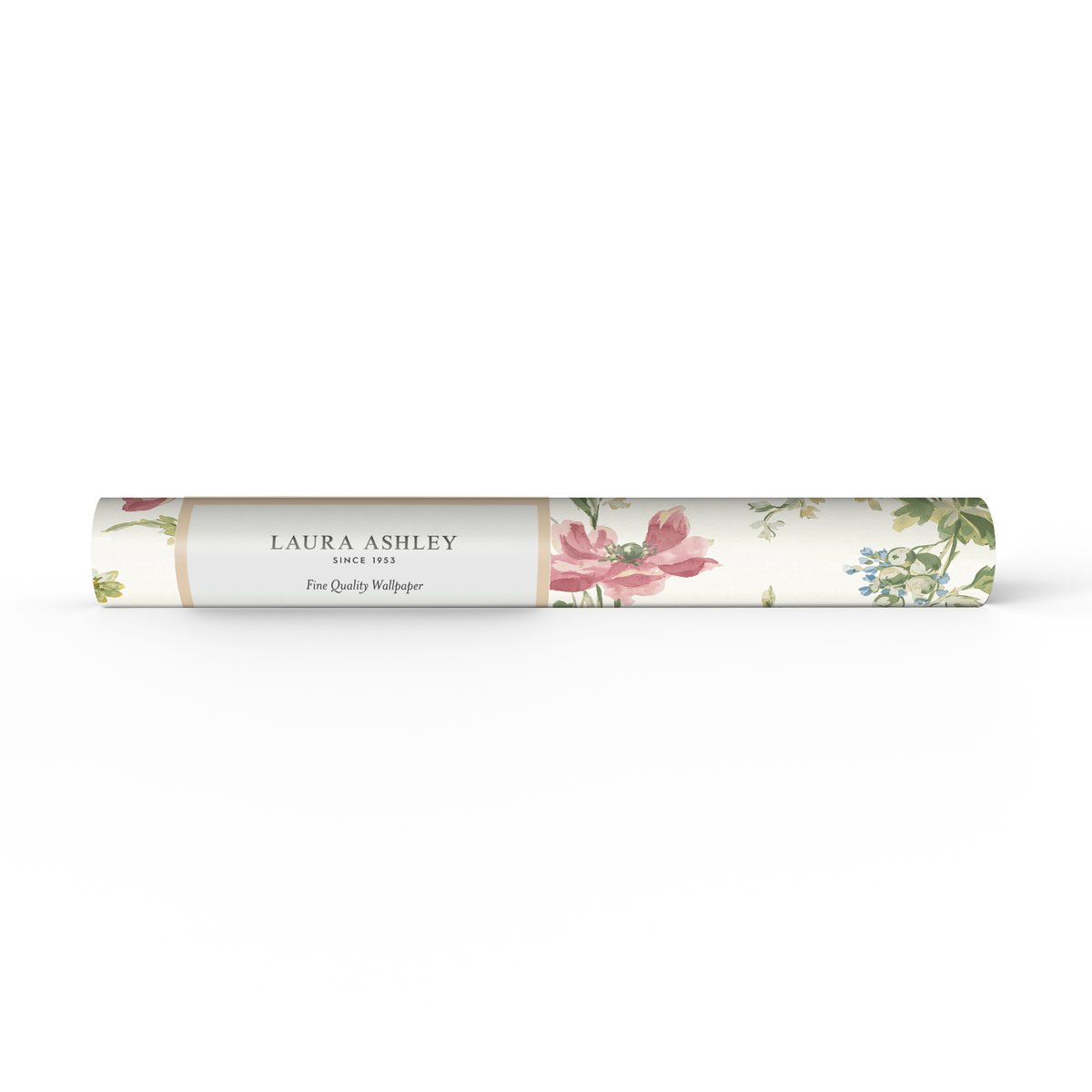 Papier peint fleuri Coquelicots Poppy Meadow rose, vert, bleu, ocre, blanc cassé, LAURA ASHLEY