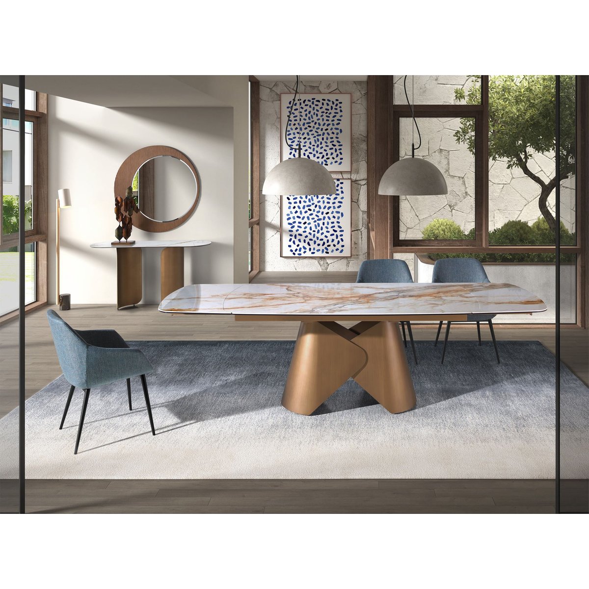Chaise en tissu marbré mottled bluish grey | black, ANGEL CERDA