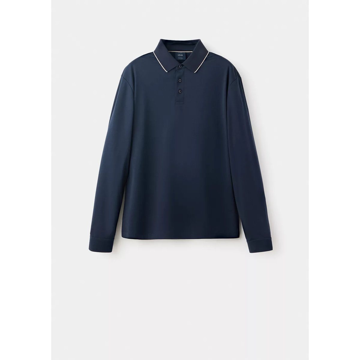 Pull polo 100 % coton détail contrasté bleu marine, MANGO MAN