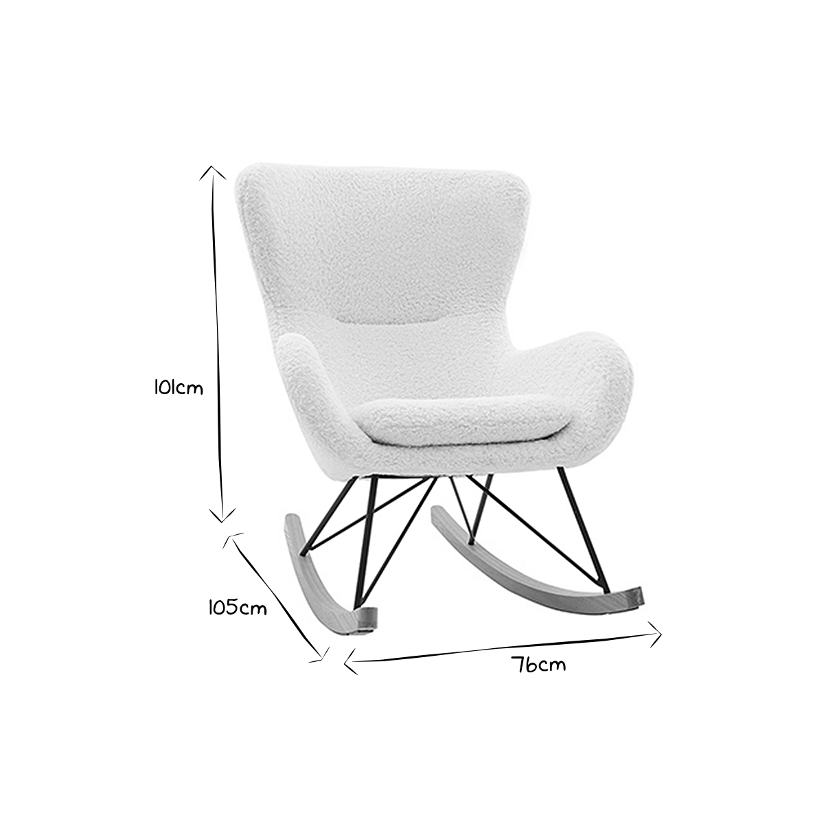 Rocking chair scandinave ESKUA blanc, MILIBOO