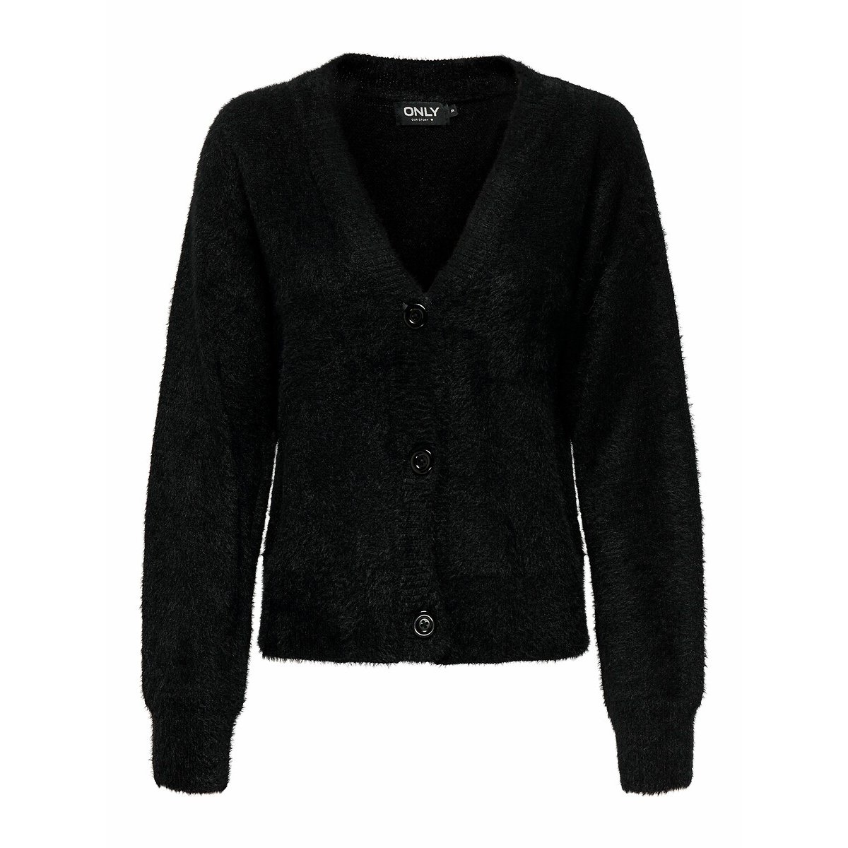 Fluffy Knit V-Neck Cardigan black, ONLY