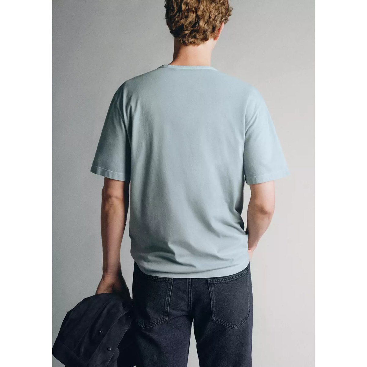 T-shirt 100 % coton regular-fit bleu ciel, MANGO MAN