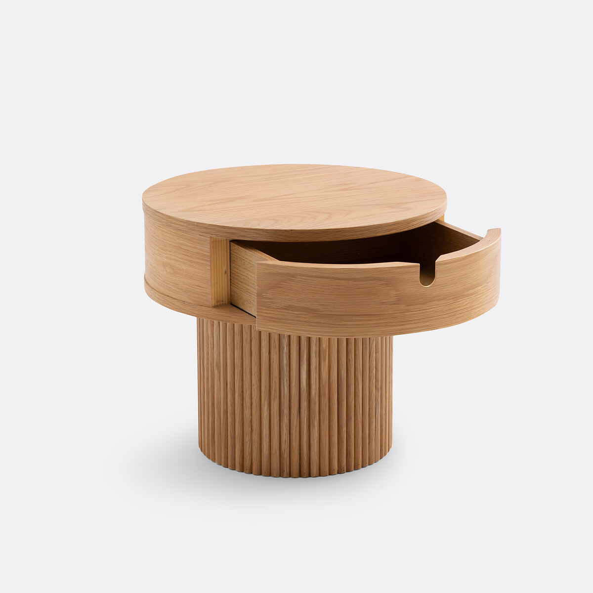 Tamita 1-Drawer Fluted Base Bedside Table natural oak veneer, LA REDOUTE INTERIEURS