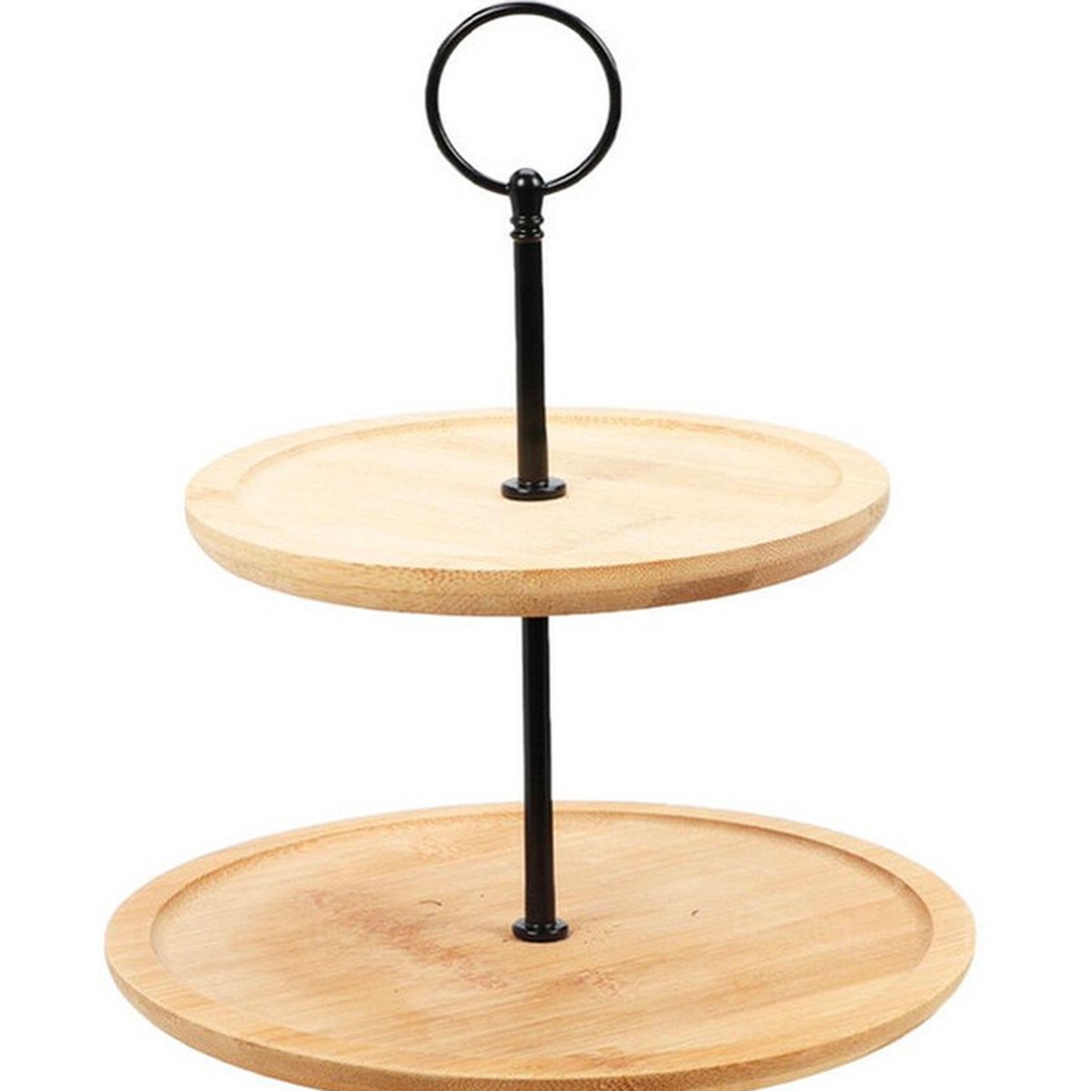 Plat de présentation 3 étages en bambou 28x28x40cm bois, WADIGA