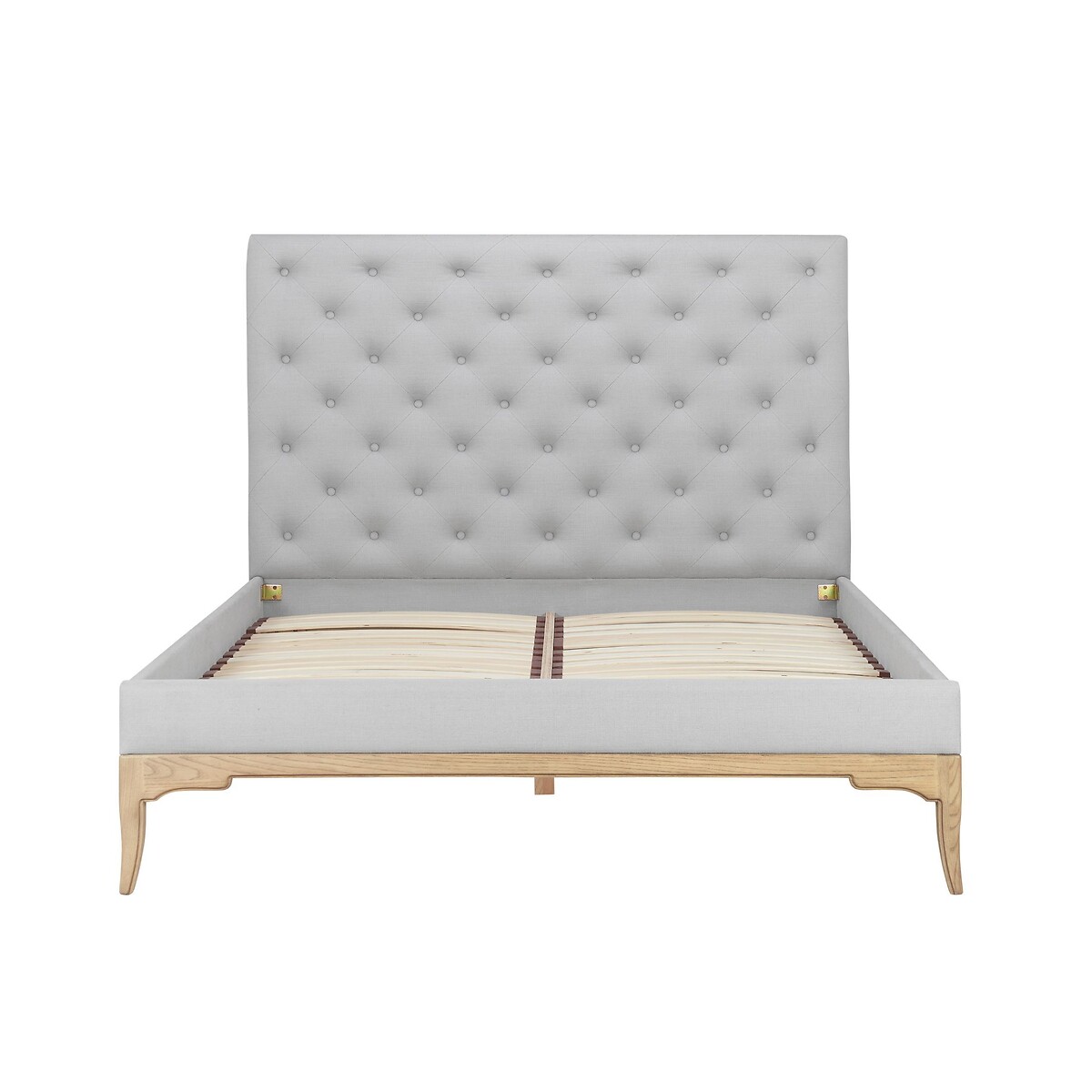 Toulon Oak & Buttoned Linen Bed light oak wood, WILLIS & GAMBIER