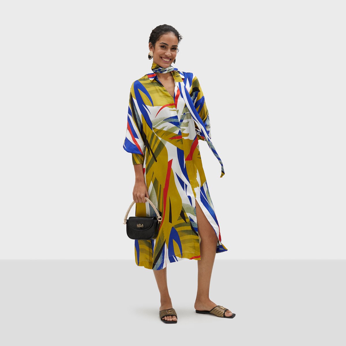 Robe chemise avec manches longues kaki clair, LOLA CASADEMUNT