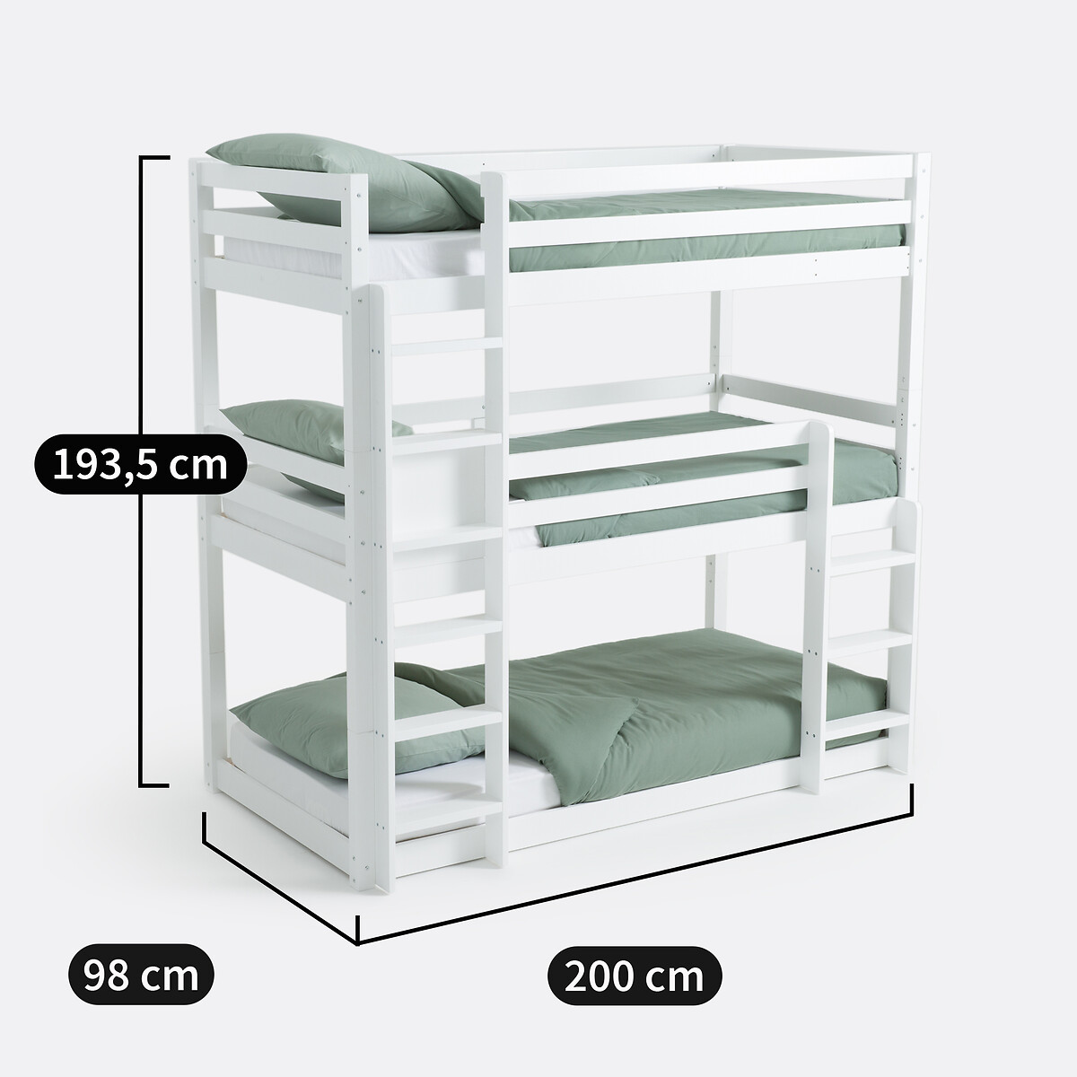 Litera de 3 camas con somier, Maysar blanco, LA REDOUTE INTERIEURS
