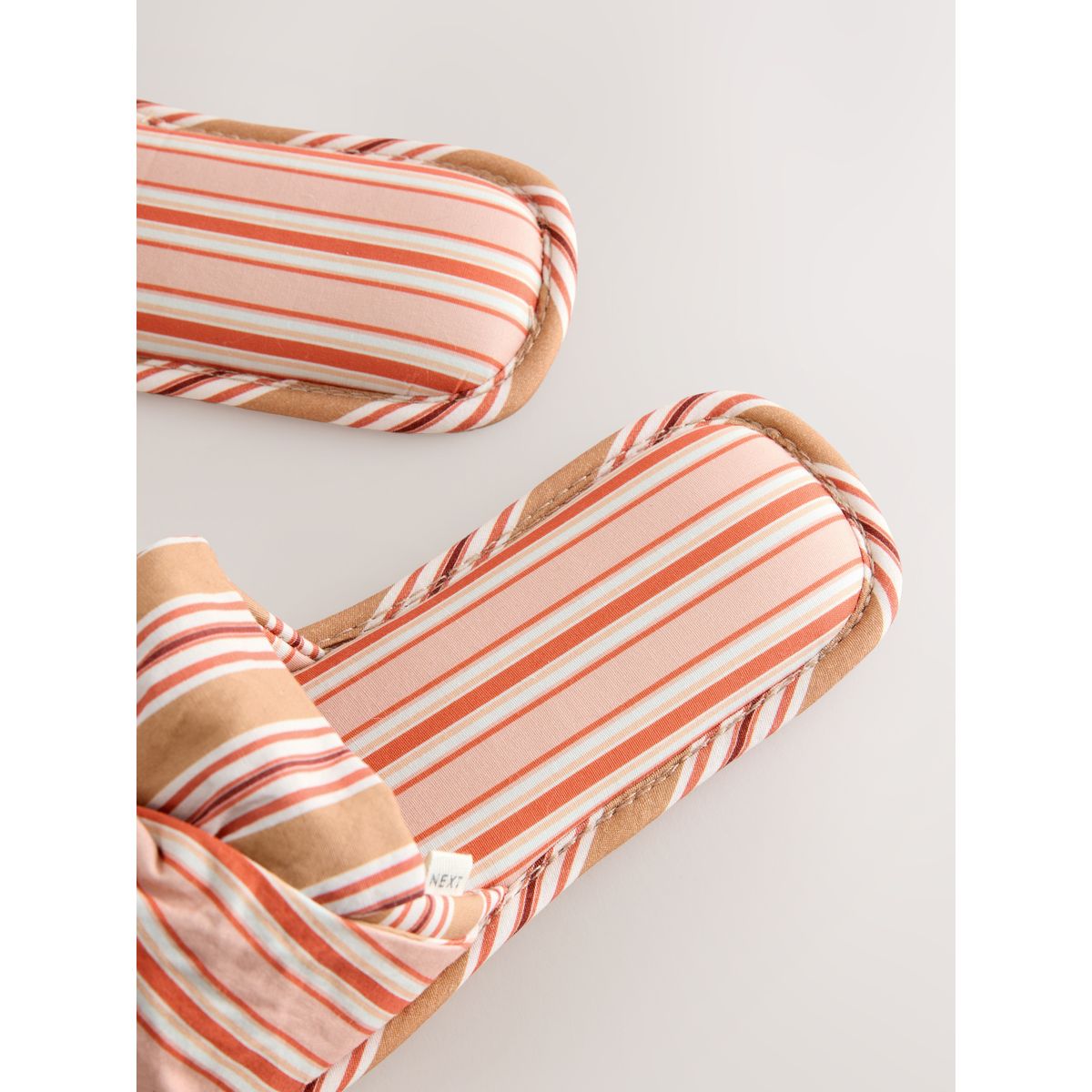 Chaussons claquettes à nœud rayures rose pêche, NEXT