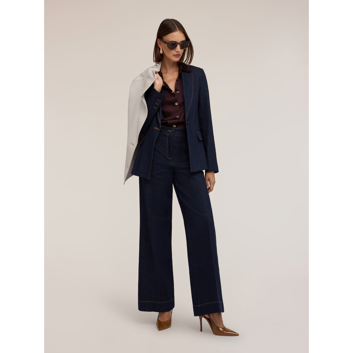 Jean palazzo façon tailleur bleu, MOTIVI