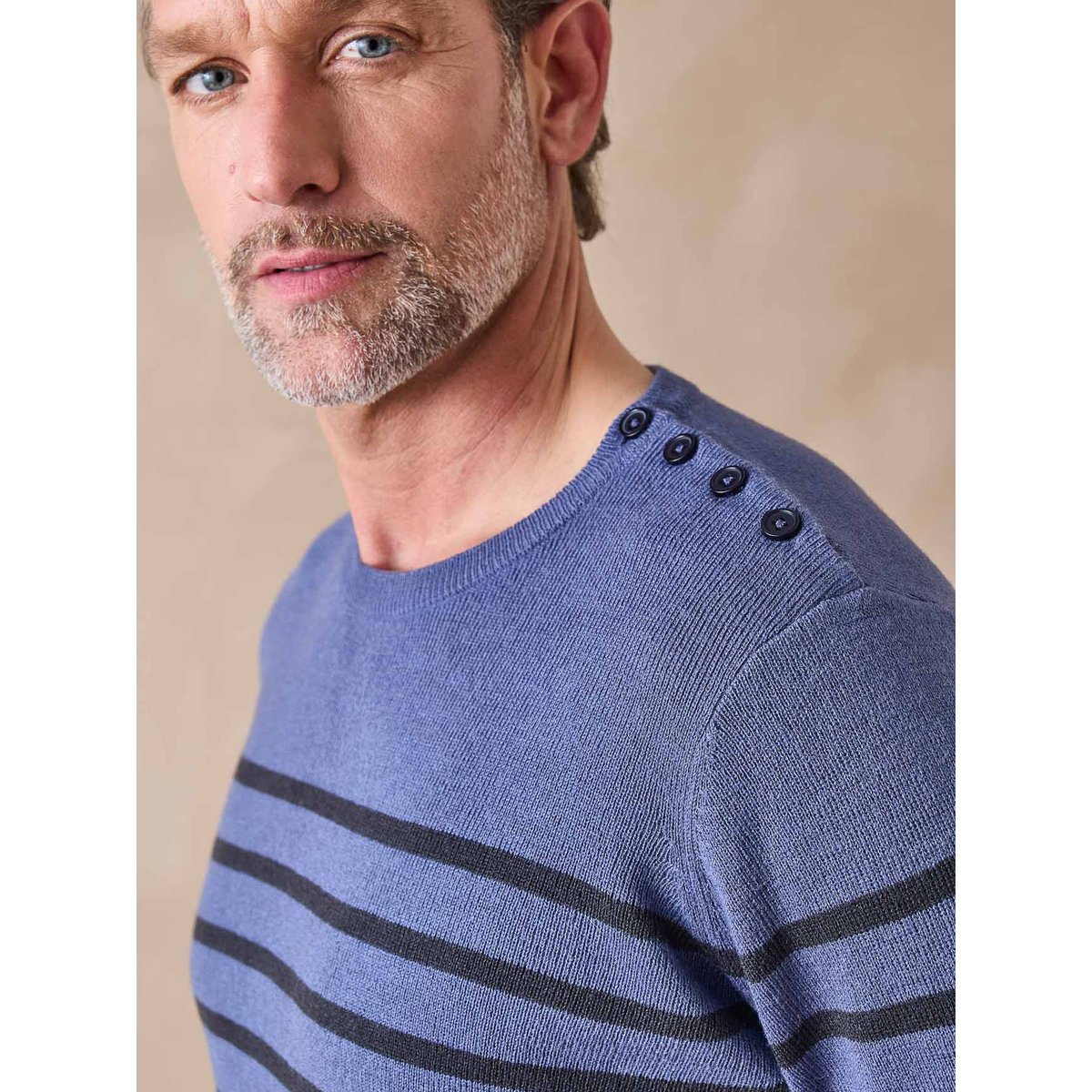 Pull rayé avec laine homme marine, DAXON