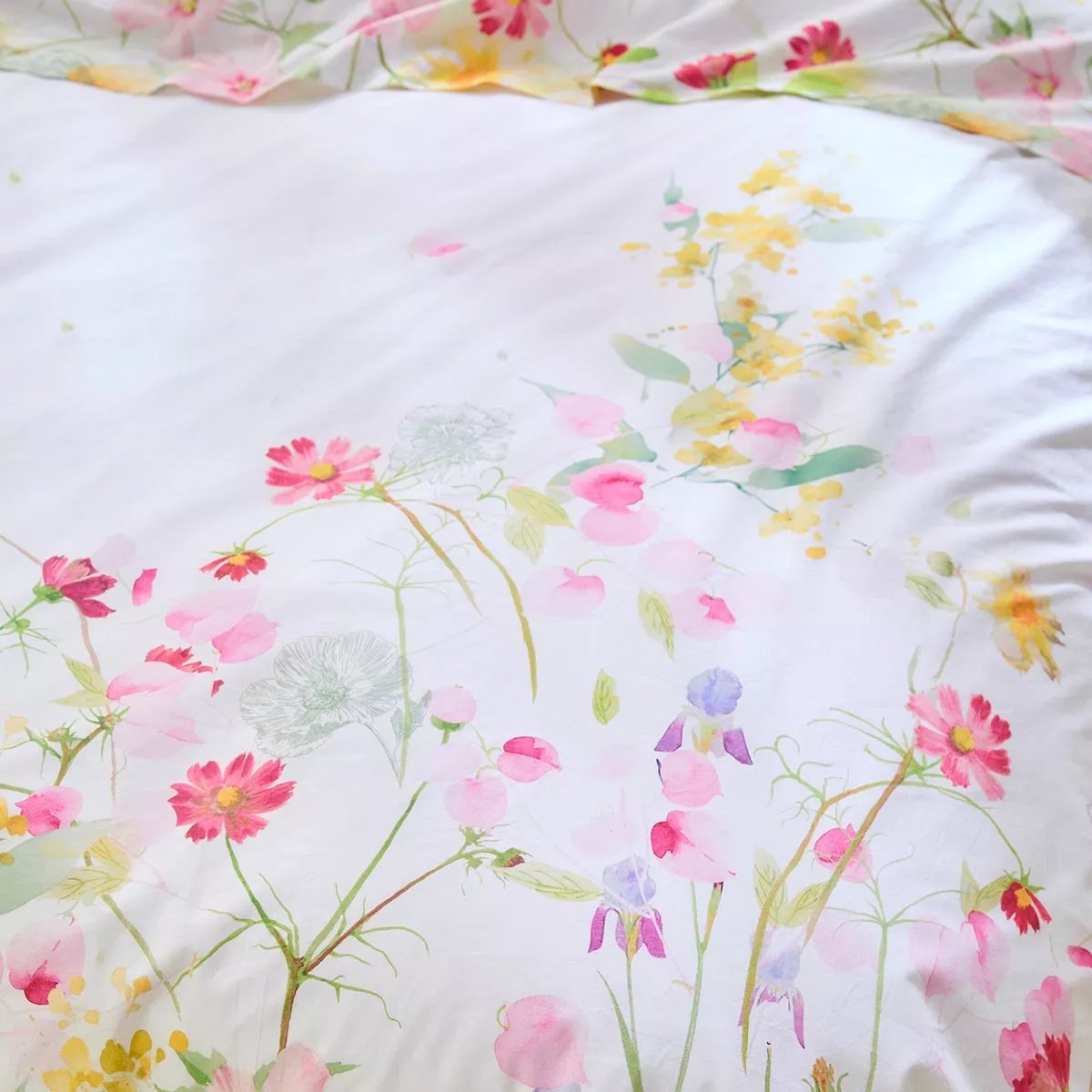 Housse de couette percale de coton lavé SOUFFLE FLEURI printemps, GARNIER THIEBAUT
