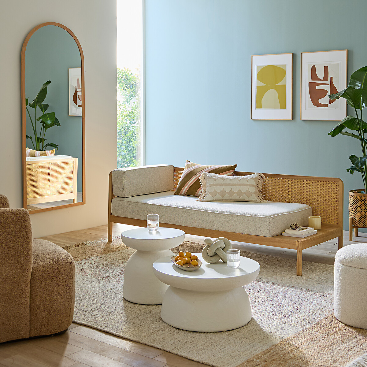Pouf avec coffre, bouclette, TIMOUR ecru, LA REDOUTE INTERIEURS