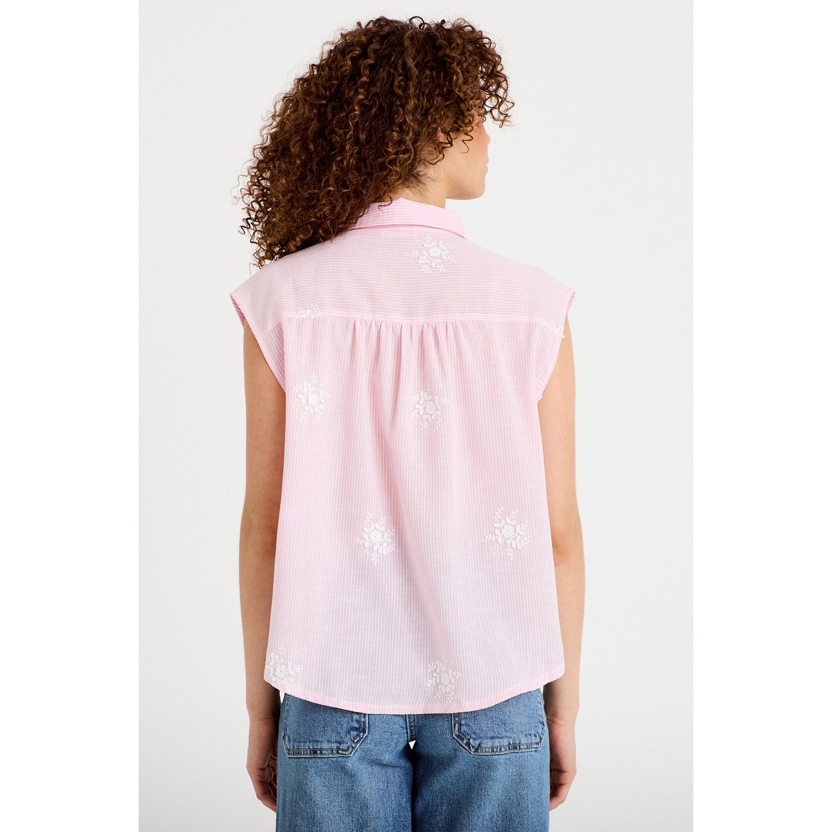 Chemise sans manches col classique rose pastel, CACHE CACHE